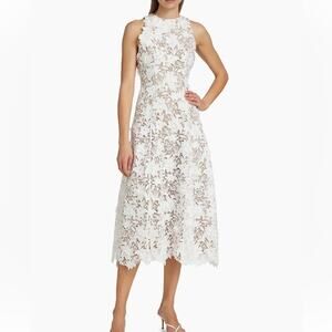 as it may findlay white floral lace bow detail sleeveless midi dress size small